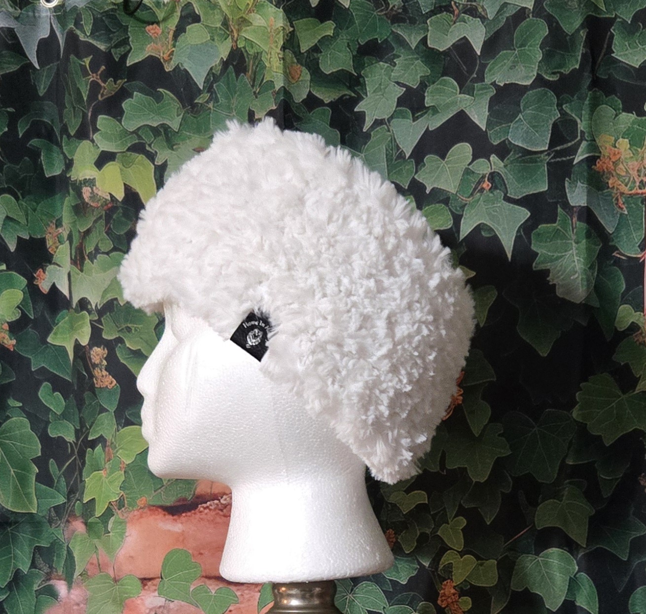 Knit Ear Warmers: Faux Fur: White