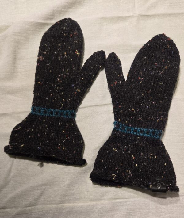 Mittens: Tudor Black with Teal band size Small to large - Image 3