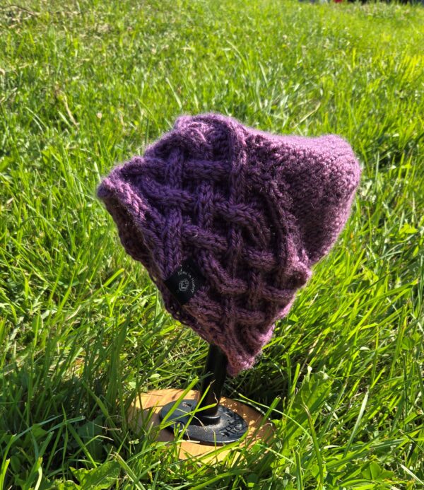 Knit Hat Celtic Knot: Purple - Image 2