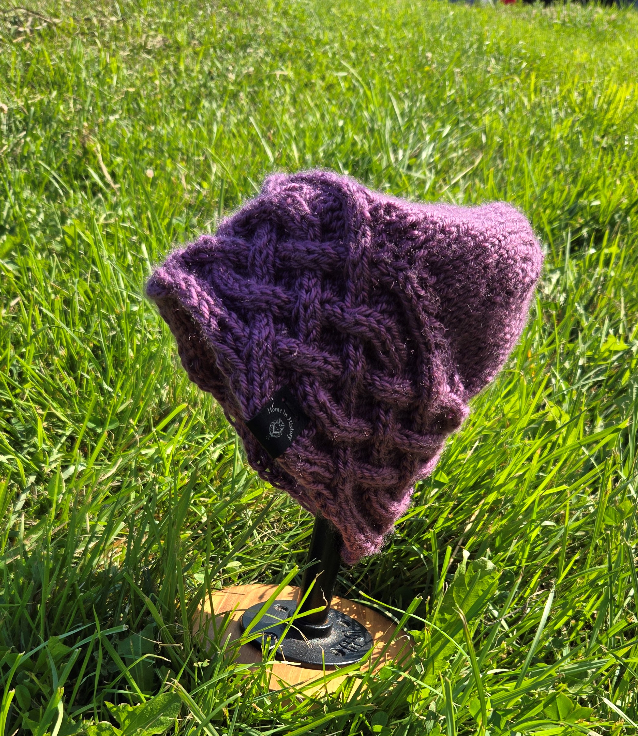 Knit Hat Celtic Knot: Purple - Image 2