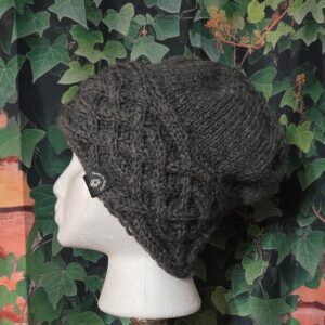 Knit Hat Celtic Knot: Grey Large - x-large size
