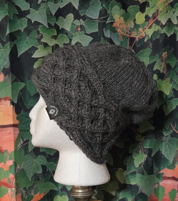 Knit Hat Celtic Knot: Grey Large - x-large size