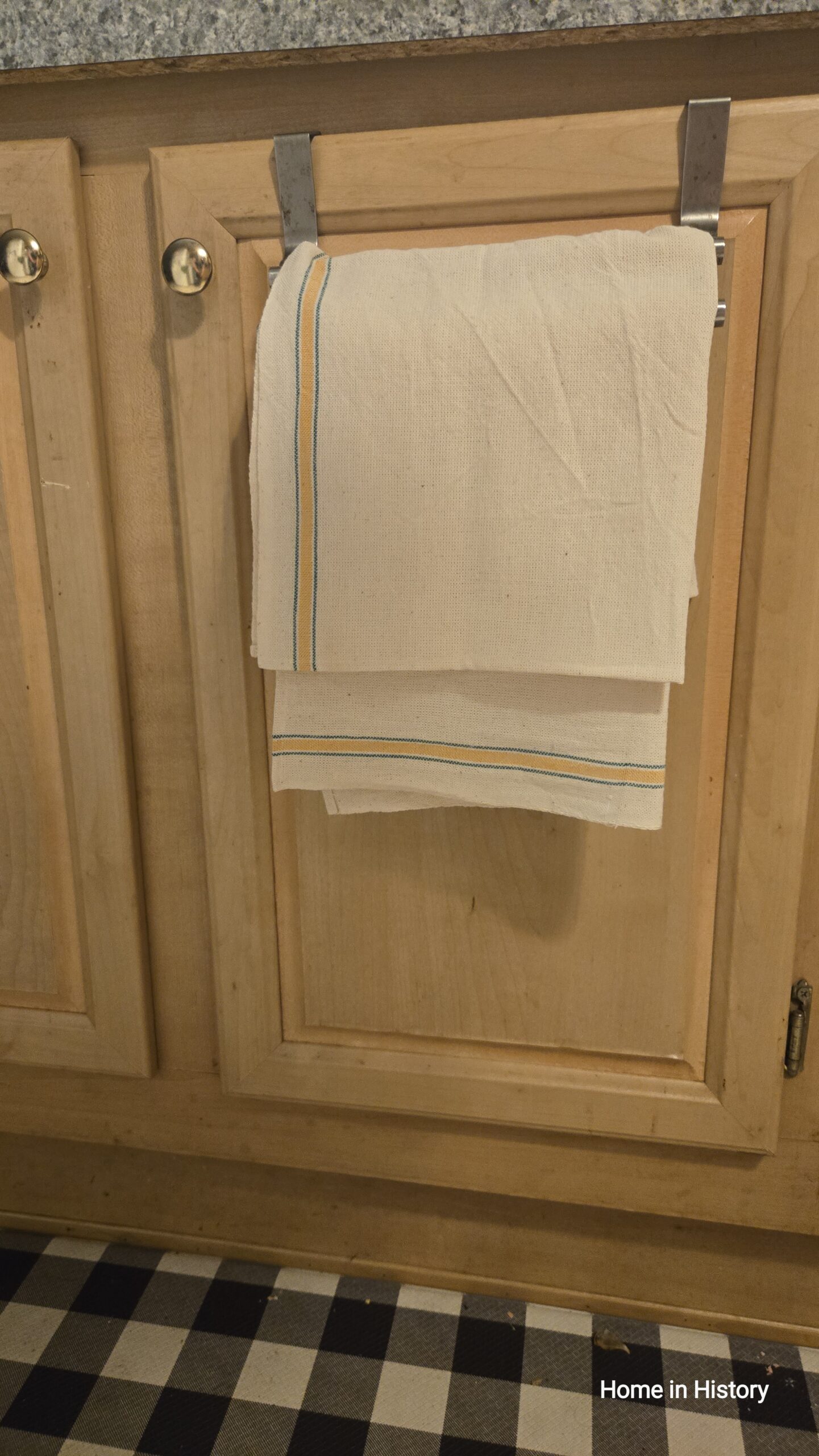 Flour Towels: Cotton Towels woven at the Lowell Mills; Set of two: Yellow Band