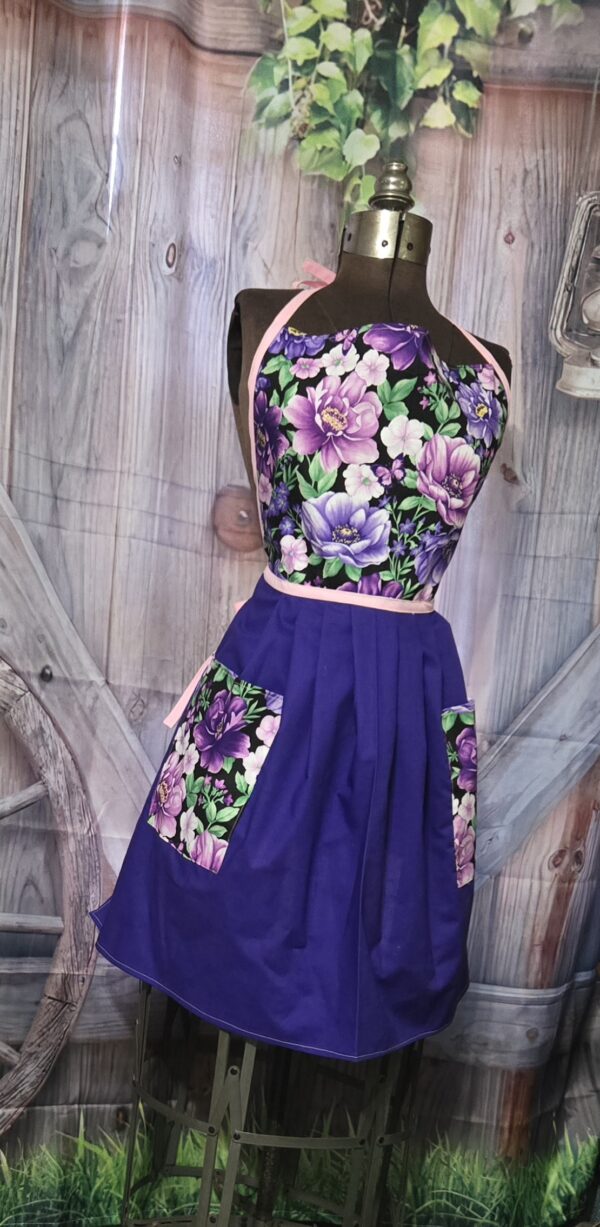 Kitchen Aprons Kids 10-16 yrs: Purple Flowers - Image 2