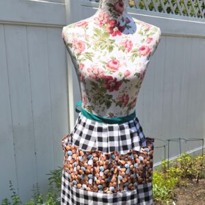 Egg Gathering Apron: Mixed Eggs on Check plaid with 8 pockets