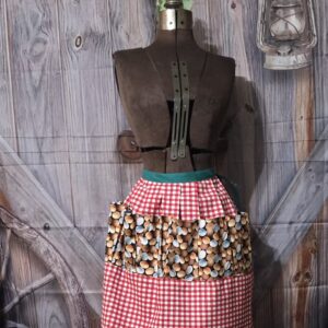 Egg Gathering Apron: Mixed Eggs on Red Check plaid with 8 pockets