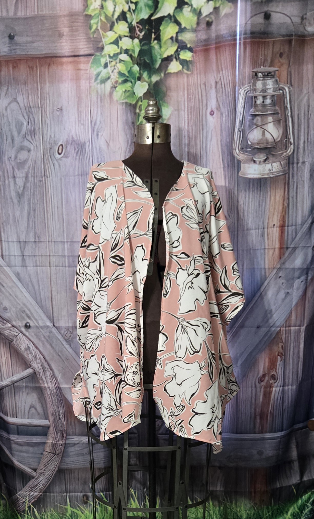 Summer Shawl: Pink with a flower print, One size fits All