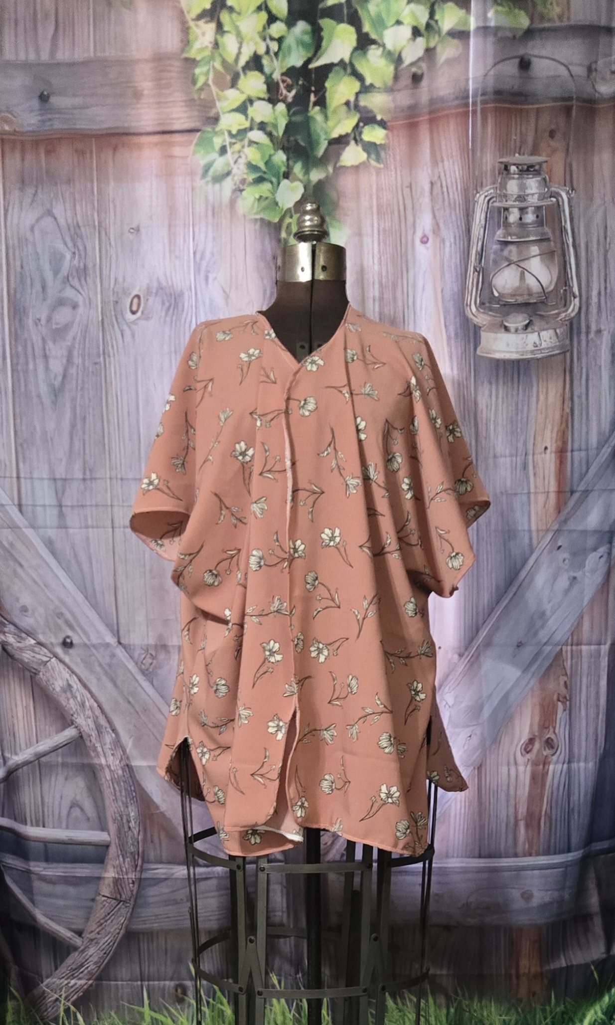 Summer Shawl: Blush Pink with a small flower print, One size fits All