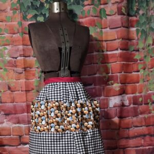 Egg Gathering Apron: Mixed Eggs on Black plaid with 8 pockets