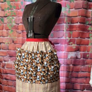 Egg Gathering Apron: Mixed Eggs on Tan plaid with 16 pockets