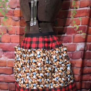 Egg Gathering Apron: Mixed Eggs on Buffalo plaid with 16 pockets