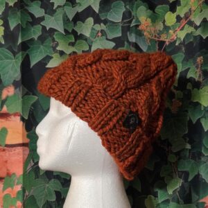 Knit Hat Basic Cables: Orange