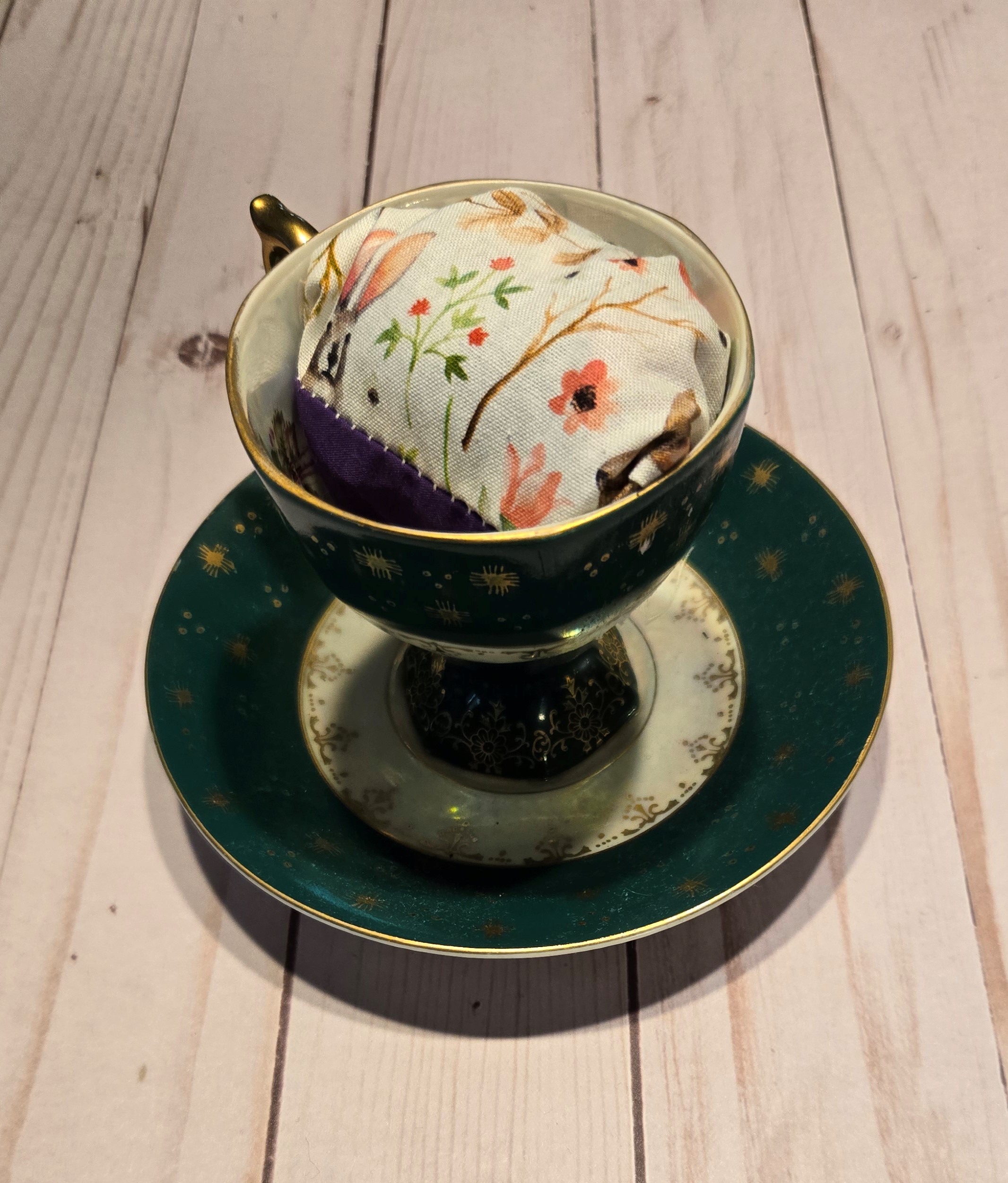 Pincushions: Classic Tea cup with Rabbits - Image 3
