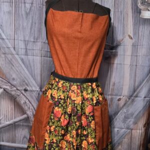 Kitchen Apron Full: Fall: Orange top with Classic Harvest skirt and two pockets