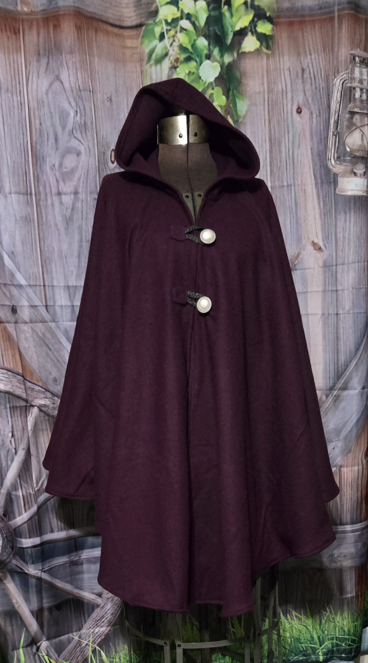 Wool Cloaks: Classic Plum, with antique buttons