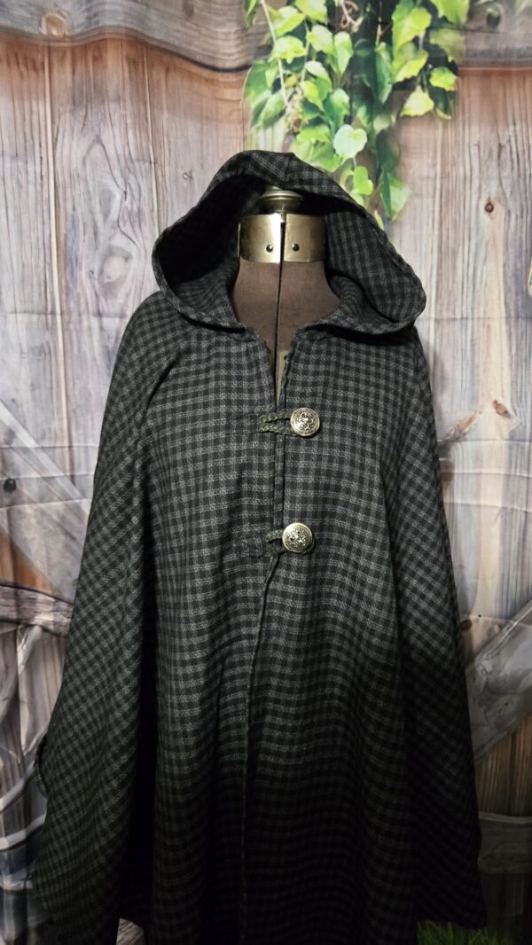 Wool Cloaks: Classic, Black Plaid - Image 2