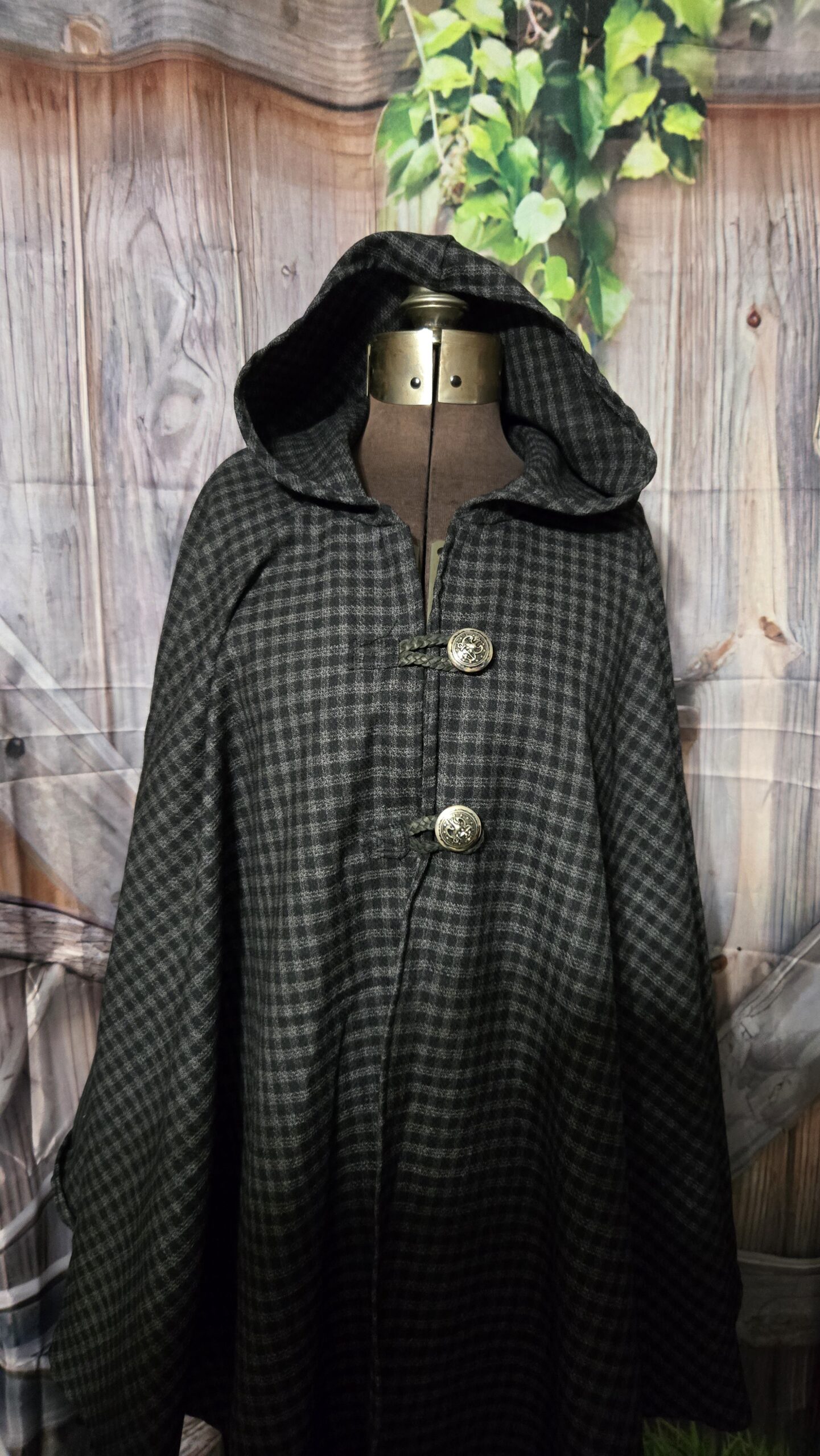 Wool Cloaks: Classic, Black Plaid - Image 2