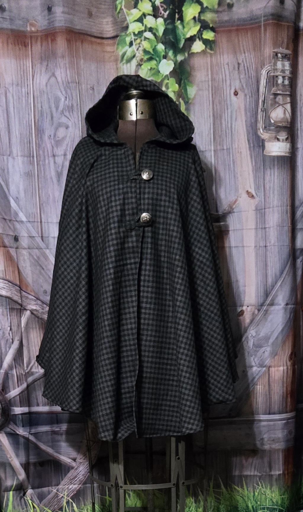 Wool Cloaks: Classic, Black Plaid