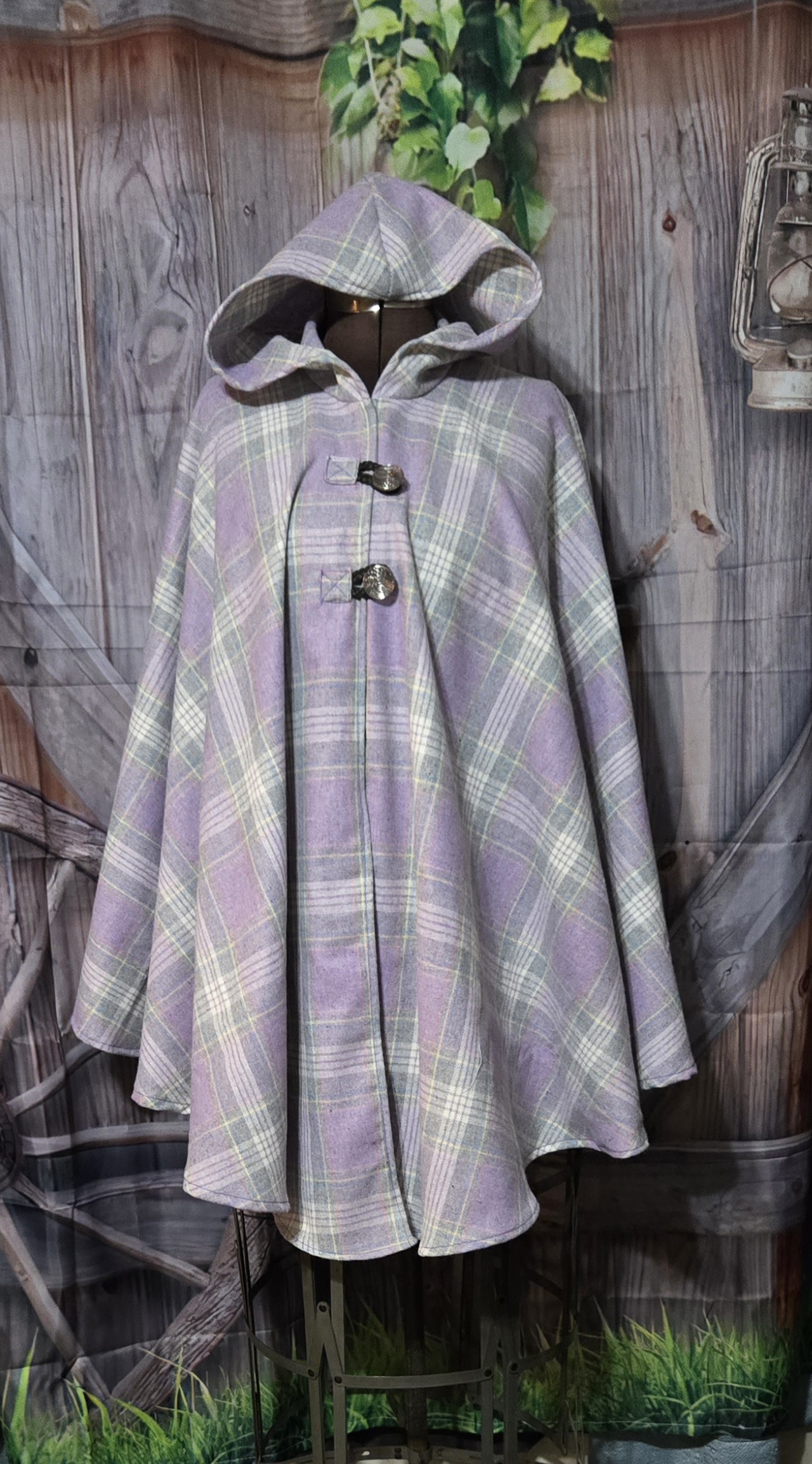 Wool Cloaks: Classic, Lavender Plaid - Image 2