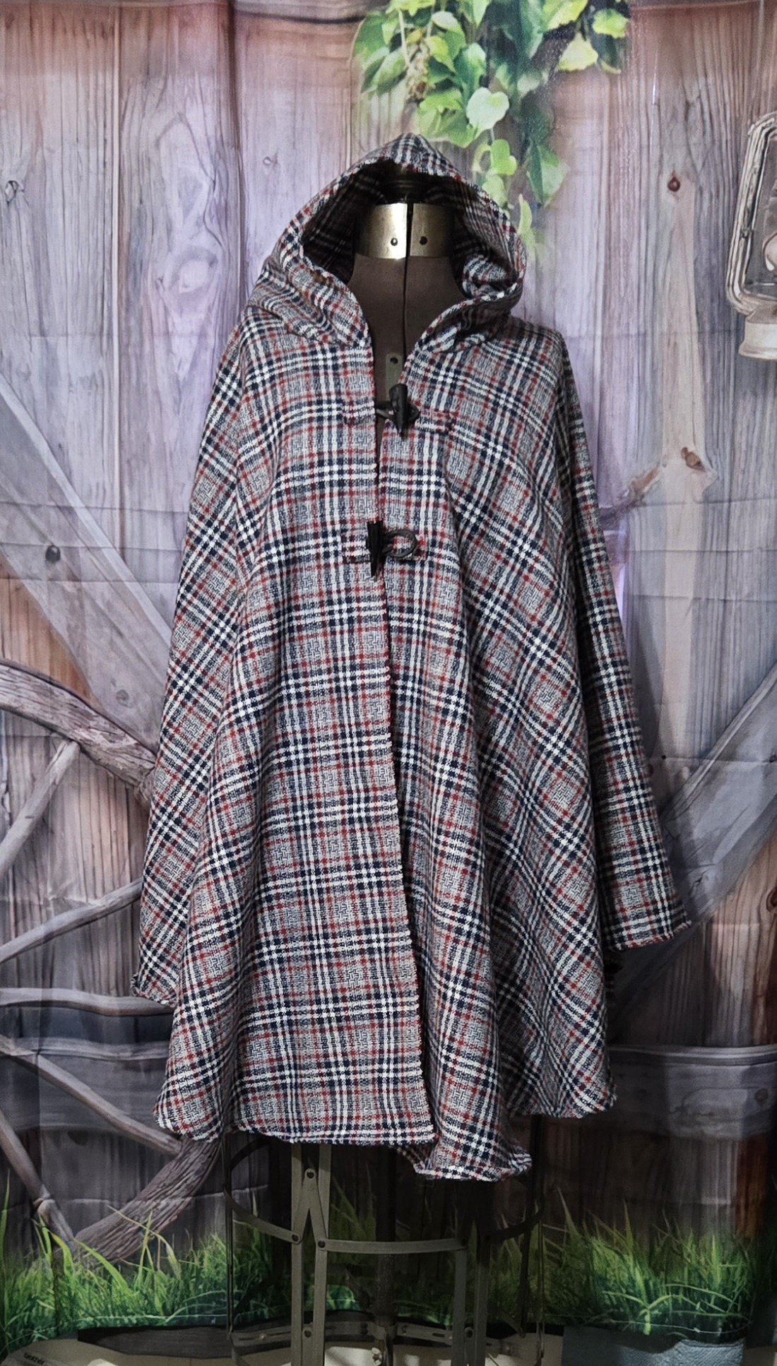 Wool Cloaks: Classic, Grey and Red plaid