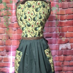 Kitchen Apron Full: Food, Avocado top, Green skirt with 2 pockets