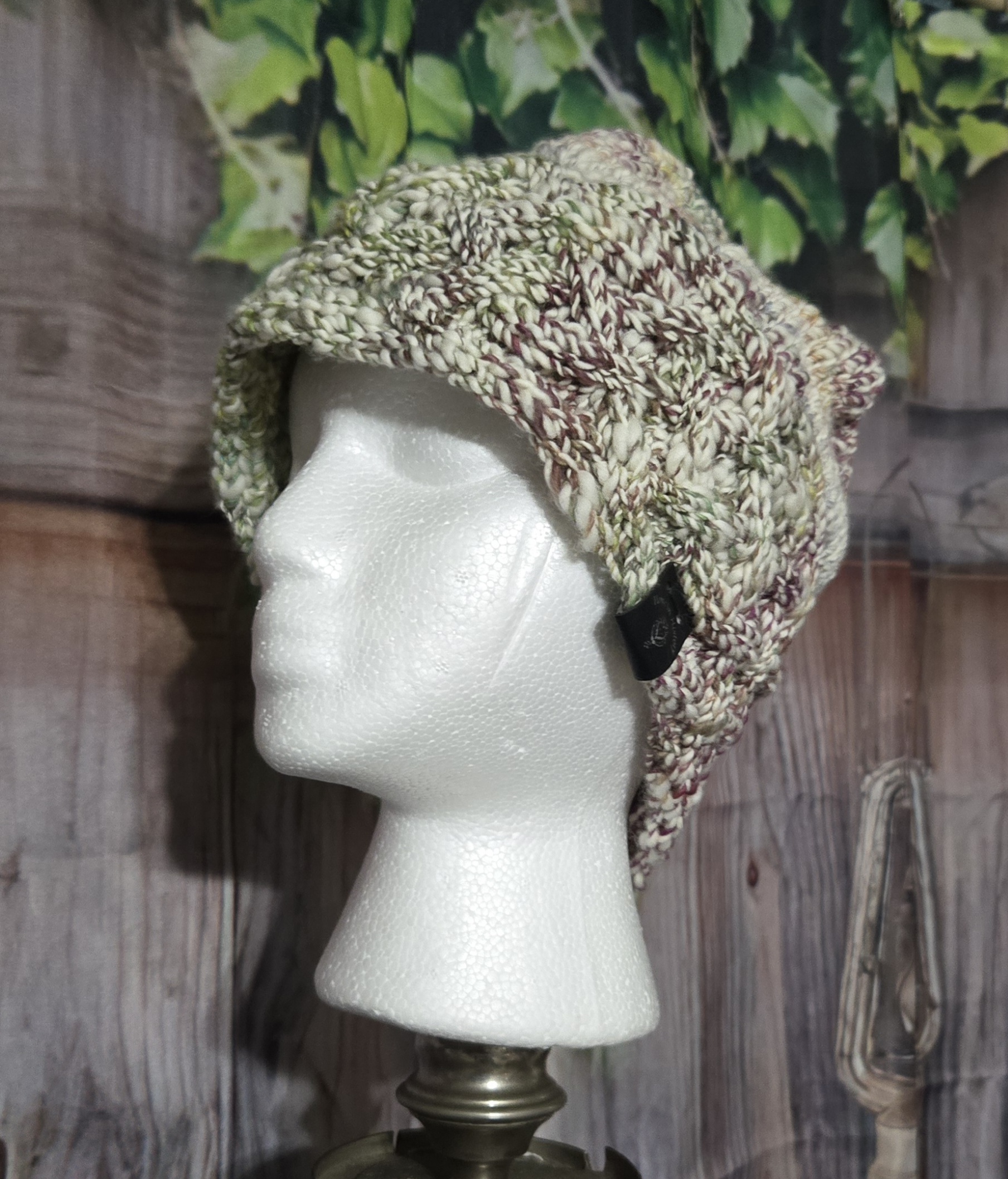 Hand Spun Wool Hats; Celtic Knit Crown: Rainbow - Image 3