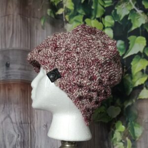 Hand Spun Wool Hats; Celtic Knit Crown: Red and White