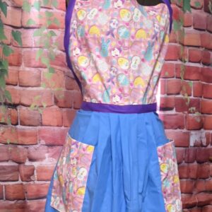 Kitchen Apron Full: Easter; Easter Cookies Top, Light Blue skirt with 2 pockets