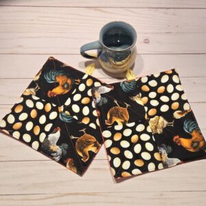 Hot Pads Set of two: Large: Chicken and Eggs