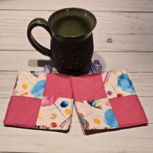 Hot Pads Set of two: Small: Candy Sweet Shop Pink