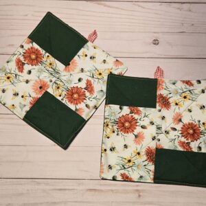 Hot Pads Set of two: Large: Flower Garden