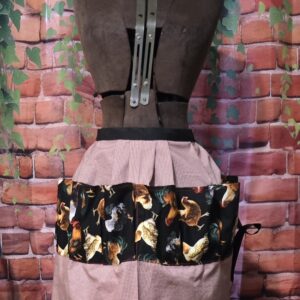 Egg Gathering Apron: Chickens and Hens on Red Plaid with 8 pockets