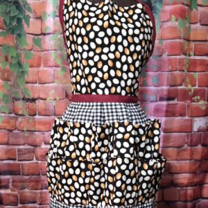 Egg Gathering Apron: Eggs on Black Plaid with 16 pockets with Bib