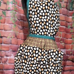 Egg Gathering Apron: Eggs on Tan Plaid with 16 pockets with Bib