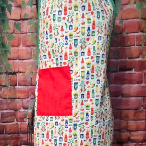 Kitchen Aprons Kids 10-16 yrs; Hot Sauce, 1 pocket, Green ties