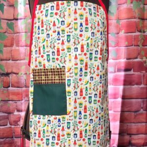 Kitchen Aprons Kids 6-12 yrs; Hot Sauce, 1 pocket, Red ties