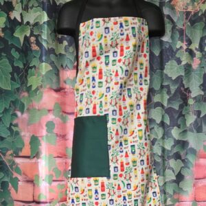 Kitchen Aprons Kids 2-8 yrs; Hot Sauce, 1 pocket, Green ties