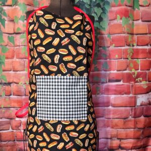 Kitchen Aprons Kids 10-16 yrs; Hot Dogs, 1 pocket, Red ties