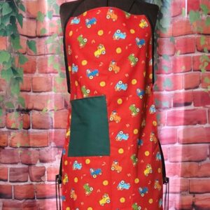Kitchen Aprons Kids 6-12 yrs; Tractors in the Hay field, 1 pocket, Black ties