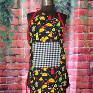Kitchen Aprons Kids 2-8 yrs; Tacos, 1 pocket, Red ties