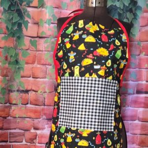 Kitchen Aprons Kids 6-12 yrs; Tacos, 1 pocket, Red ties