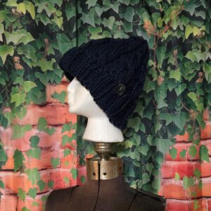 Knit Hat Basic Cables: Black medium Large