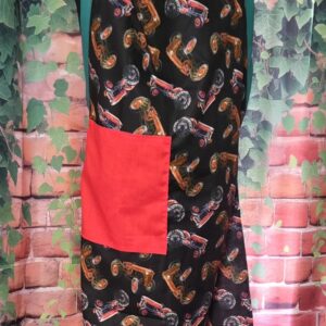 Kitchen Apron: Tossed Red with red pocket and Green Straps