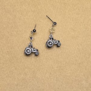Earrings: Studs: On the Farm: Tractor with Yellow Crystals