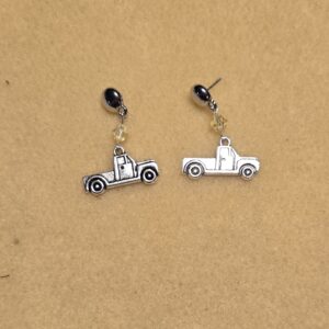 Earrings: Studs: Studs: Pickup Truck with Yellow Crystals
