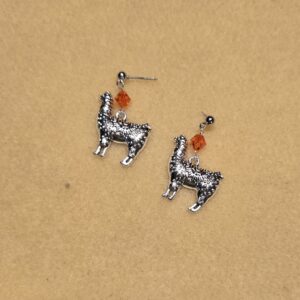 Earrings: Studs: Alpaca with Orange Crystals