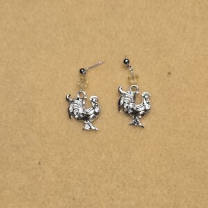Earrings: studs: Chickens with yellow Crystals