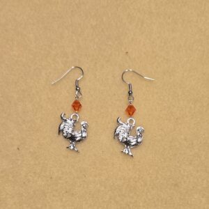 Earrings: Hooks: Chickens with orange Crystals
