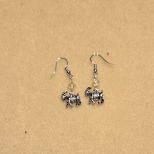Earrings: hooks: goats with yellow Crystals
