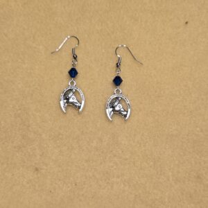 Earrings: hooks: Lucky Horses with Dark Crystals